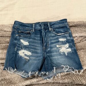 American Eagle Outfitters Blue Distressed Jean Shorts